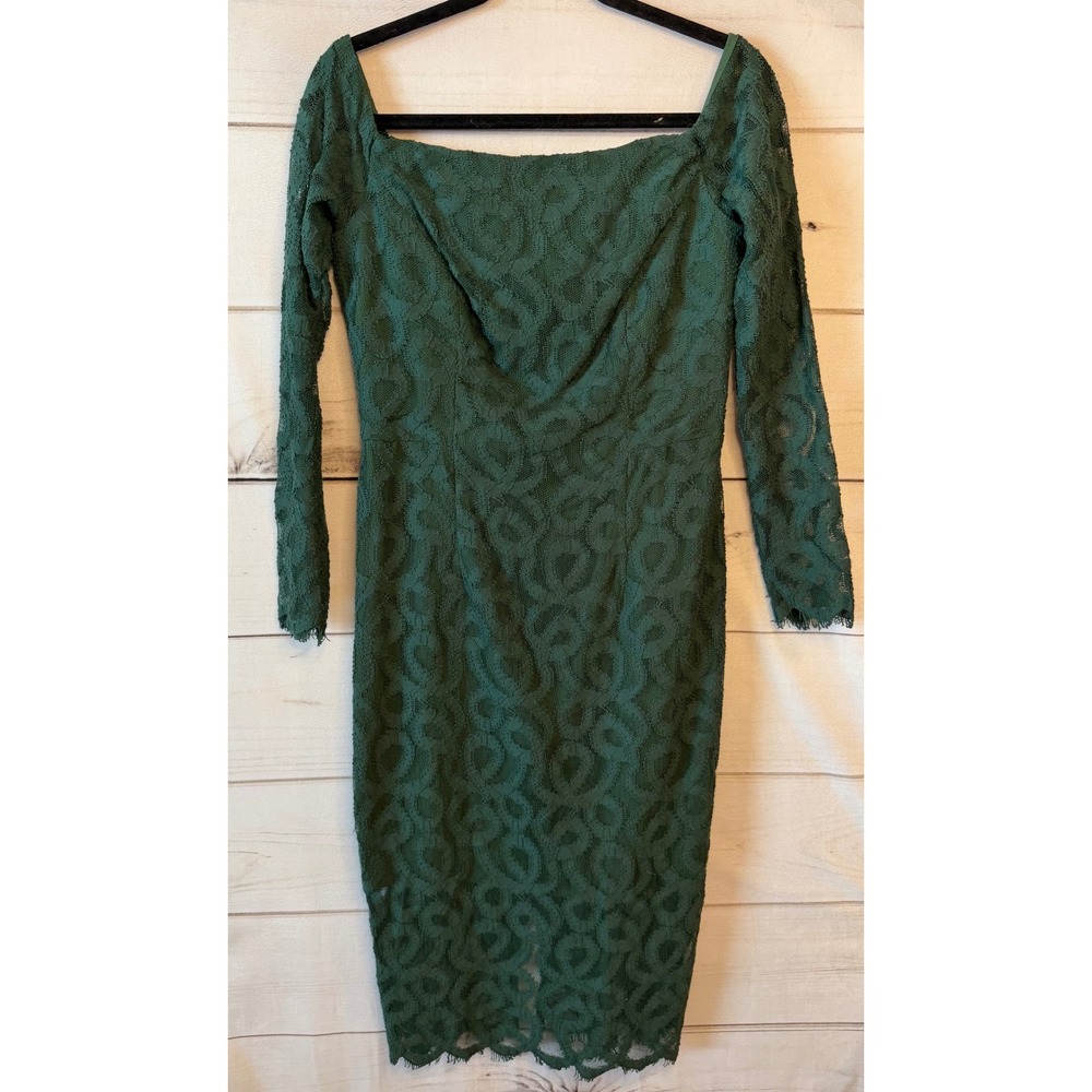 Milly Coco Dress Fore Green Lace Square Neck Sheath 212SL013958 Womens 8 NEW